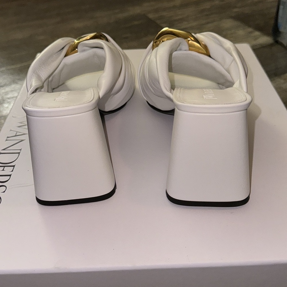 JW Anderson chain link knot heel mule sandals lamb leather white NWT sz 8 - Picture 6 of 8